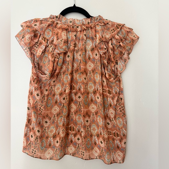Ulla Johnson Elif Silk Ikat Boho Ruffle Blouse Peasant Top 2 Feminine Floral - Picture 6 of 6